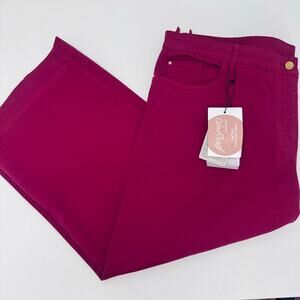 NWT Marina Rinaldi Cropped Wide Lege Pant Red Plus 22 Preppy Old Money Coastal